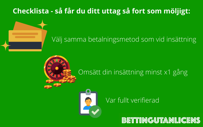 casino utan svensk licens med snabba uttag - checklista